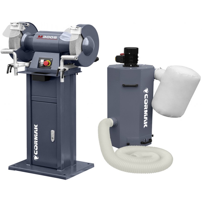 Industrial double-disc grinder CORMAK M300S with base and extraction ...